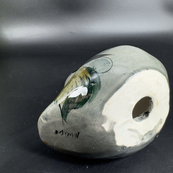 Vintage Mexico Pottery Tonala Hand Painted Duck Bird Figurine Marked Whimsical - Picture 6 of 13
